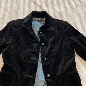 Black velvet j crew button up jacket with pockets long sleeve coat
